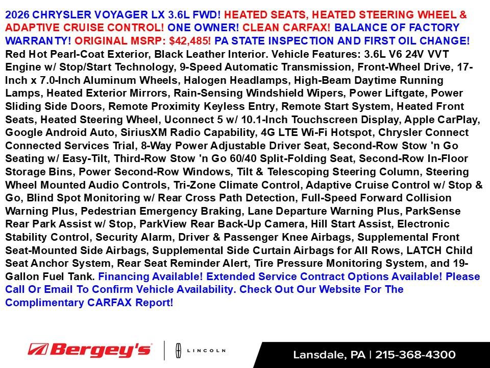 Used 2026 Chrysler Voyager LX FWD image 2