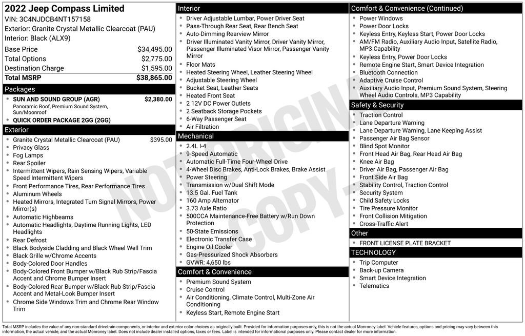 Certified 2022 Jeep Compass Limited w/ Sun and Sound Group image 40