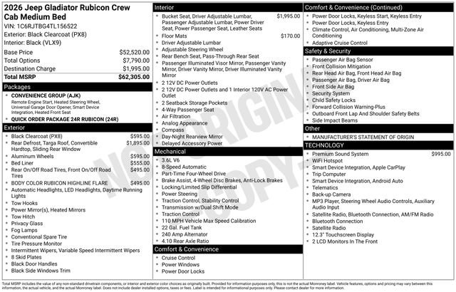 New 2026 Jeep Gladiator Rubicon AWD/4WD image 4