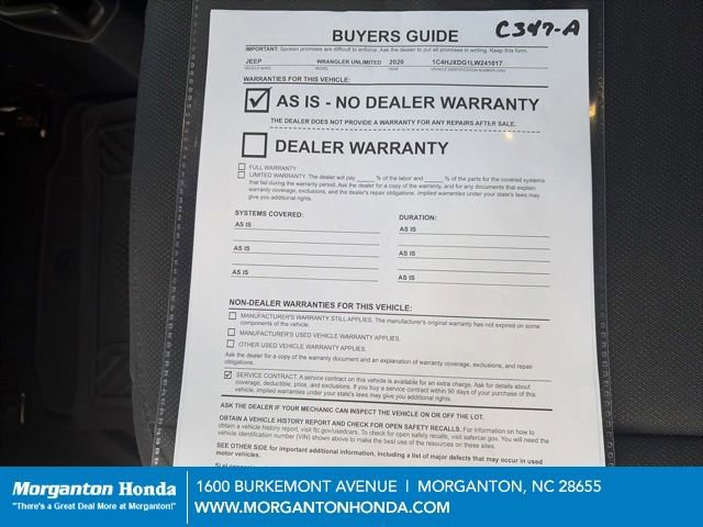Used 2020 Jeep Wrangler Unlimited Sport S AWD/4WD image 28