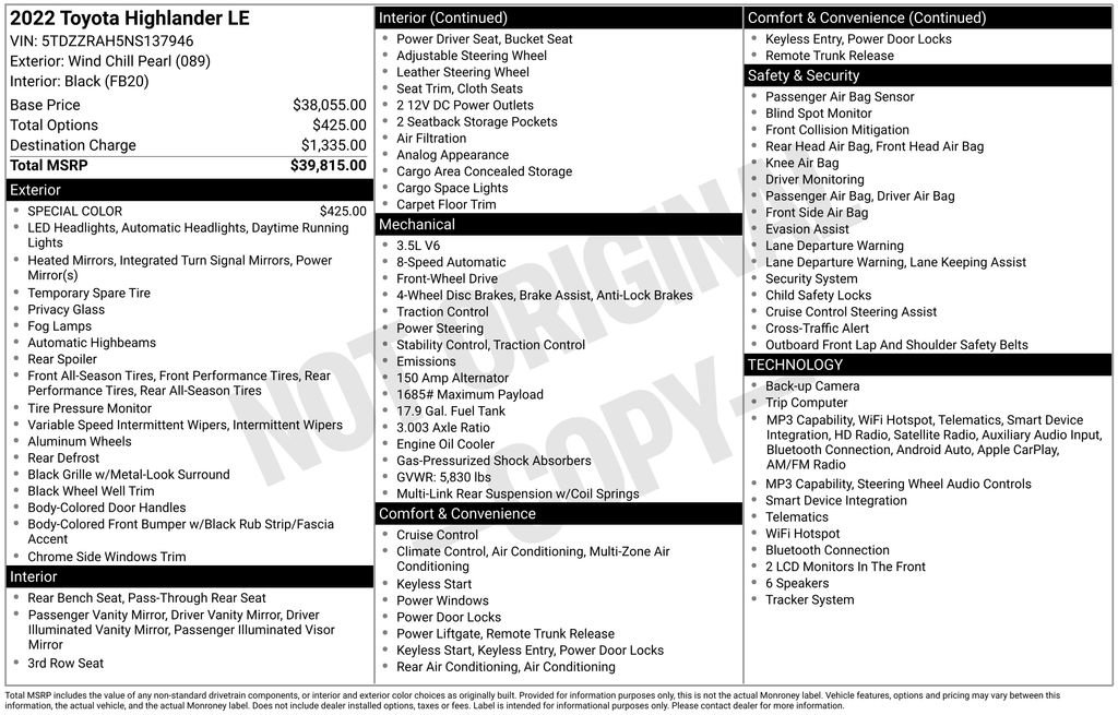 Used 2022 Toyota Highlander LE FWD image 8