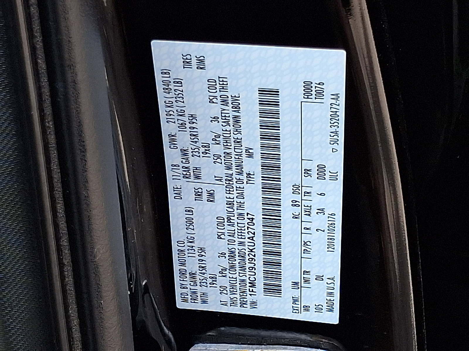 Certified 2019 Ford Escape Titanium AWD/4WD image 26