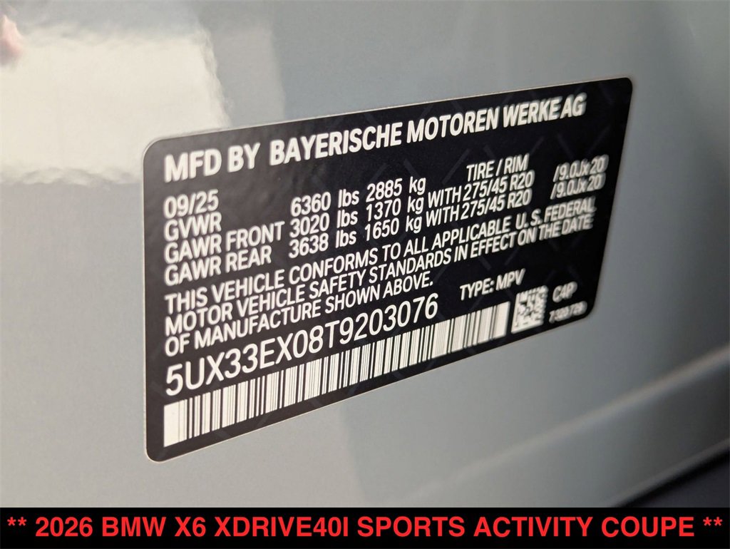 New 2026 BMW X6 xDrive40i w/ Executive Package image 22