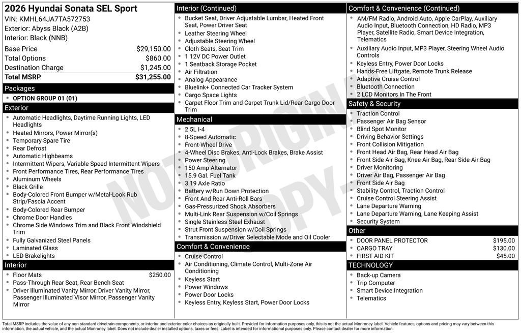New 2026 Hyundai Sonata SEL image 5