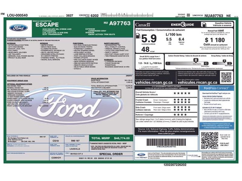 Used 2022 Ford Escape SEL w/ Technology Package image 65