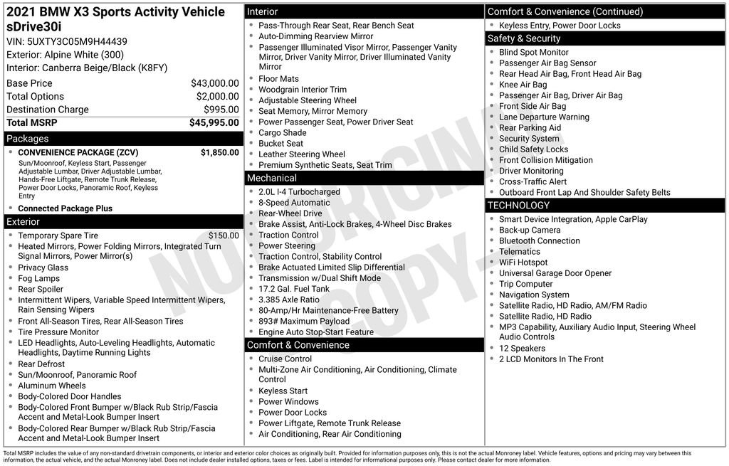 Used 2021 BMW X3 sDrive30i w/ Convenience Package RWD image 30