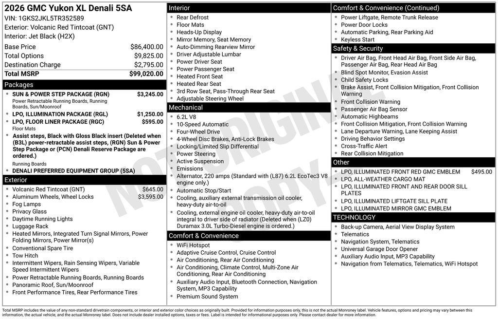 New 2026 GMC Yukon XL Denali w/ Sun & Power Step Package AWD/4WD image 11