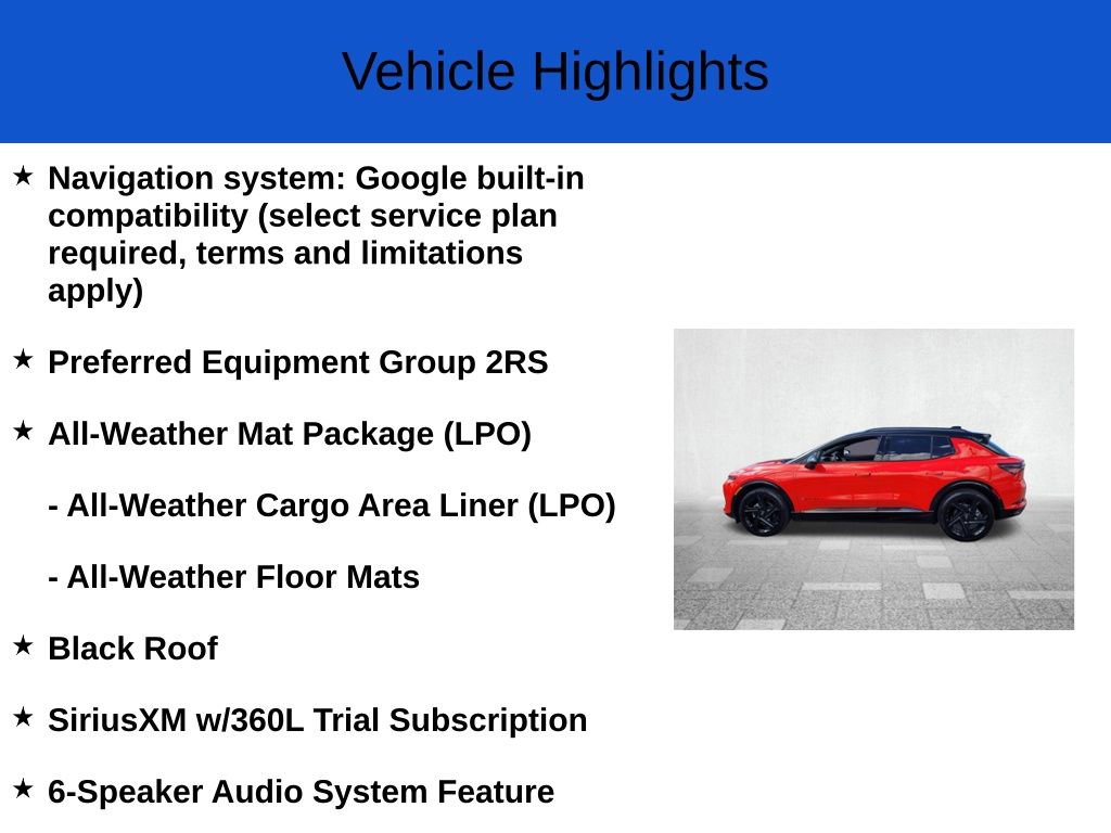 New 2025 Chevrolet Equinox EV RS w/ LPO, All-Weather Mat Package image 2