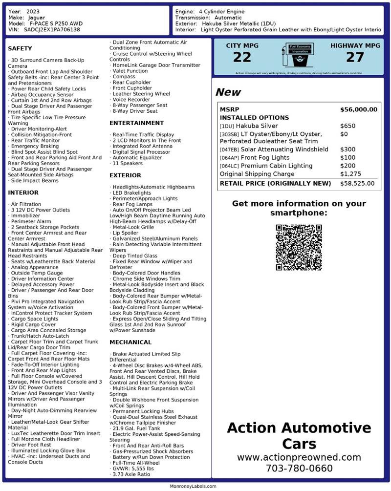 Used 2023 Jaguar F-PACE S AWD/4WD image 2