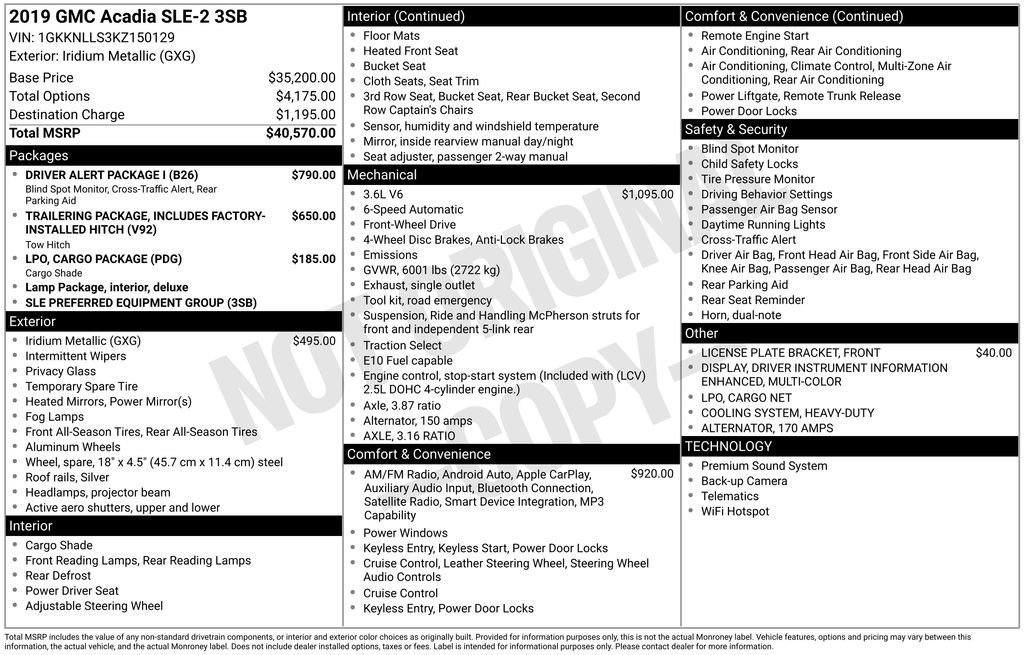 Used 2019 GMC Acadia SLE w/ Driver Alert Package I image 43