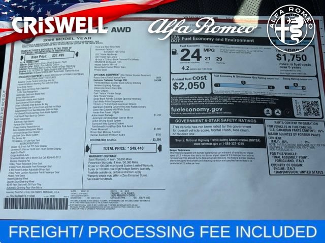 New 2026 Alfa Romeo Tonale w/ Quick Order Package 23H Volce AWD/4WD image 43