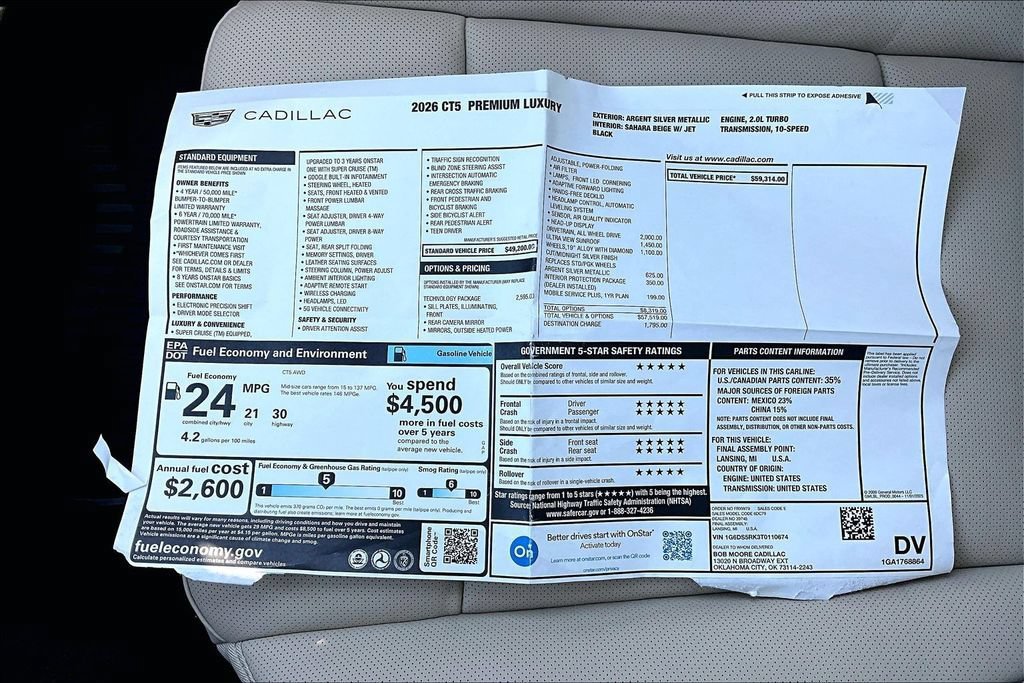 New 2026 Cadillac CT5 Premium Luxury w/ Technology Package AWD/4WD image 14