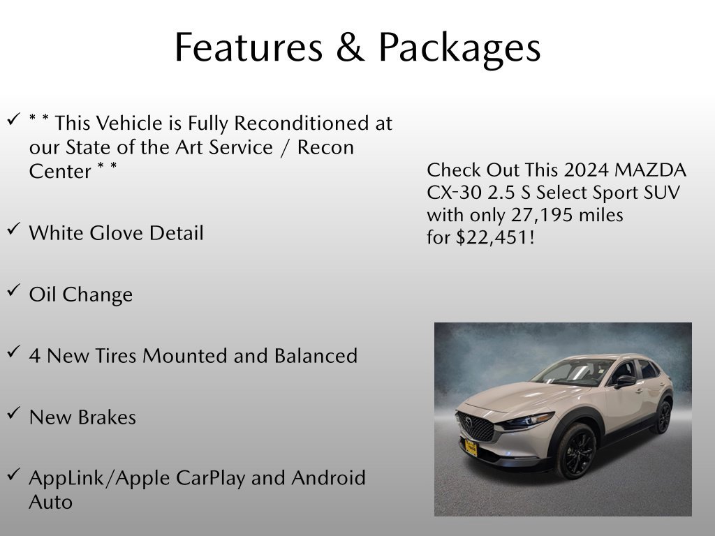 Certified 2024 MAZDA CX-30 AWD 2.5 S w/ Select Sport Pkg image 4