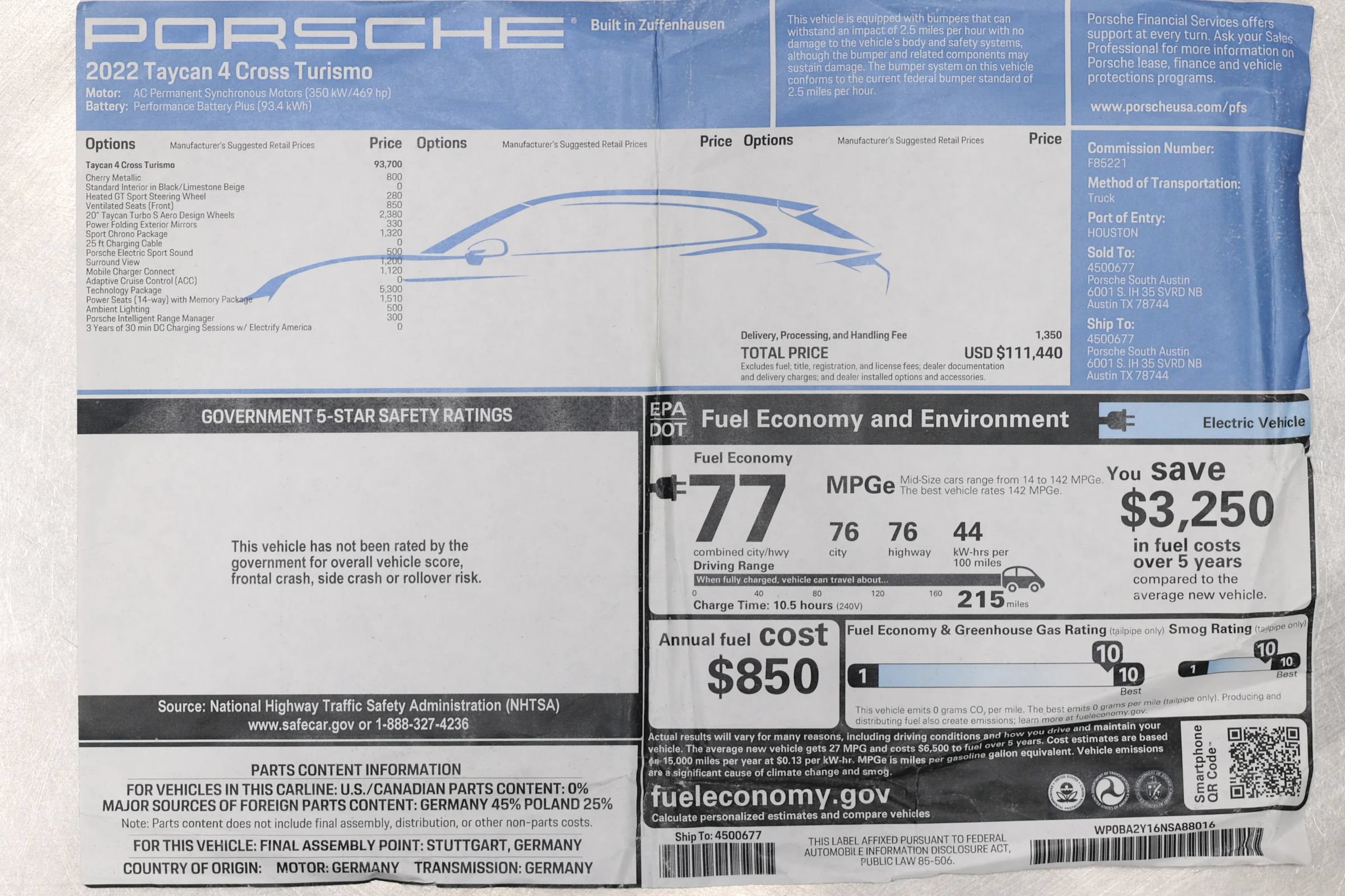 Used 2022 Porsche Taycan 4 Cross Turismo w/ Technology Package AWD/4WD image 6