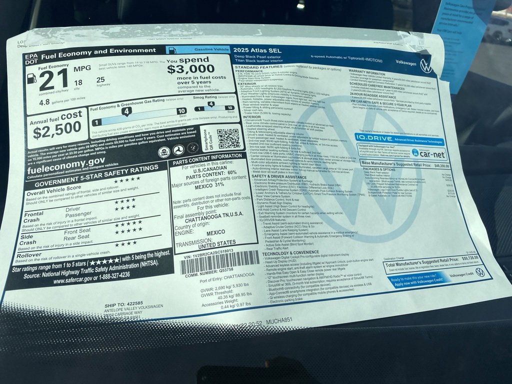 New 2025 Volkswagen Atlas SEL image 35