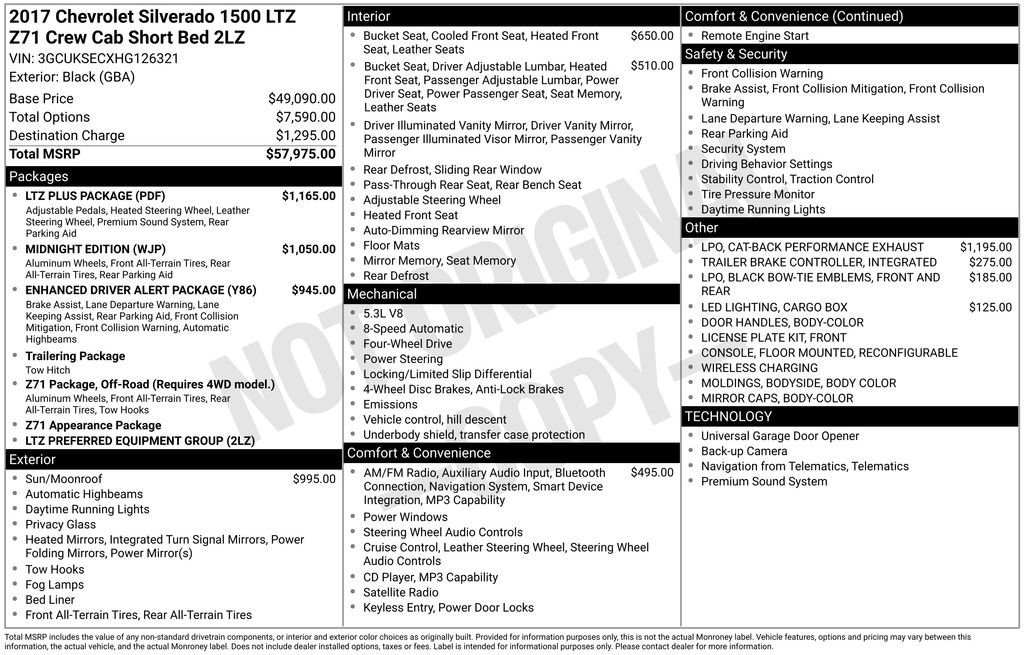 Used 2017 Chevrolet Silverado 1500 LTZ Z71 w/ LTZ Plus Package AWD/4WD image 16