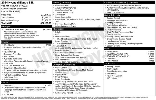 Certified 2024 Hyundai Elantra SEL w/ Convenience Package image 28