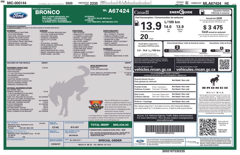 Used 2021 Ford Bronco Wildtrak AWD/4WD image 5