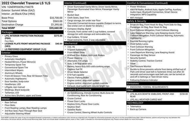 Used 2022 Chevrolet Traverse LS image 32