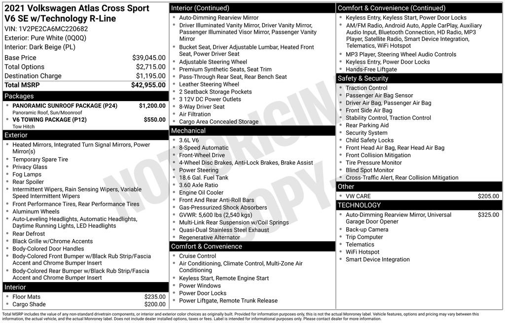 Used 2021 Volkswagen Atlas Cross Sport SE w/ Panoramic Sunroof Package FWD image 43