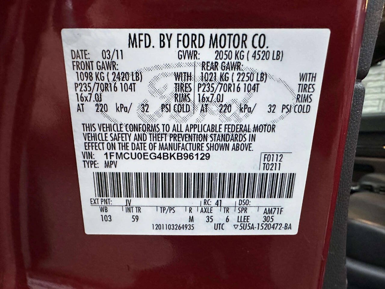 Used 2011 Ford Escape Limited w/ 302A Rapid Spec Order Code FWD image 31