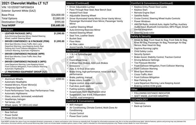 Used 2021 Chevrolet Malibu LT w/ Leather Package image 11