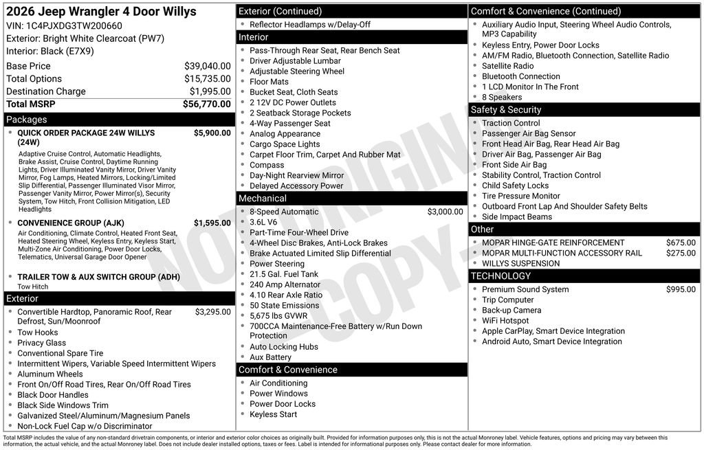 New 2026 Jeep Wrangler Unlimited Sport AWD/4WD image 50