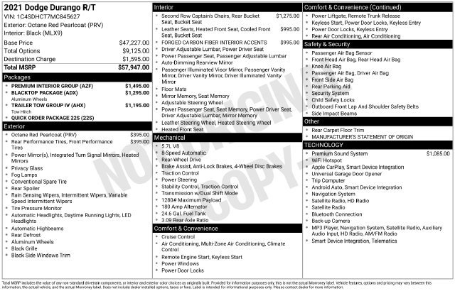 Used 2021 Dodge Durango R/T w/ Premium Interior Group RWD image 34