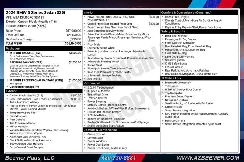 Used 2024 BMW 530i w/ M Sport Package RWD image 3