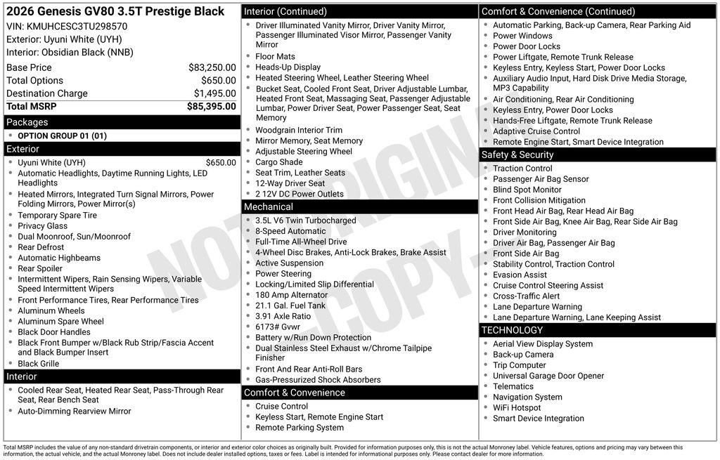 New 2026 Genesis GV80 3.5T Prestige image 5
