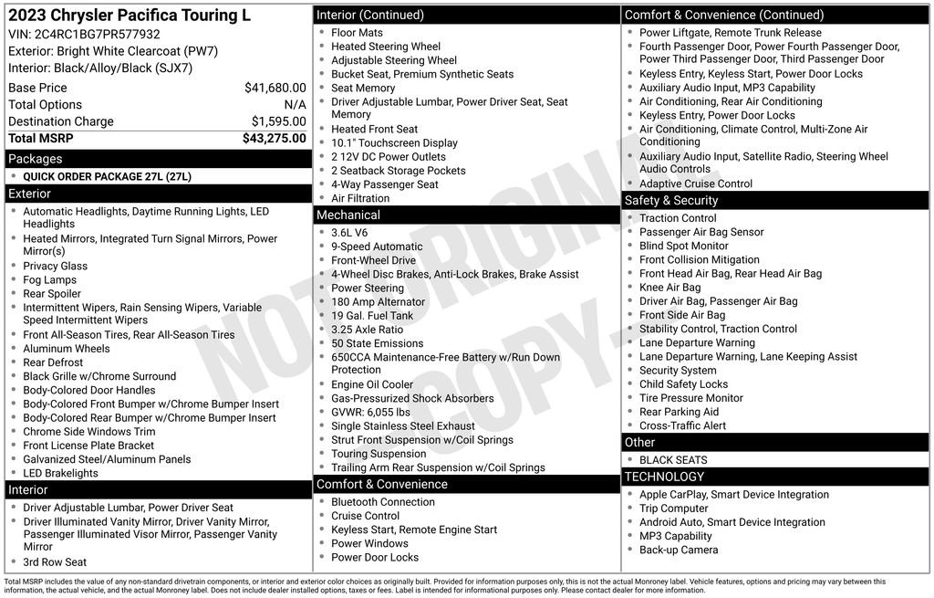 Used 2023 Chrysler Pacifica Touring-L FWD image 33