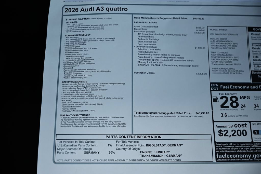 New 2026 Audi A3 2.0T Premium AWD/4WD image 25