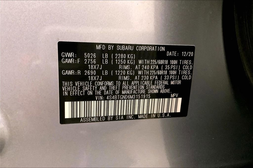 Used 2021 Subaru Outback Limited XT w/ Popular Package #2 AWD/4WD image 32