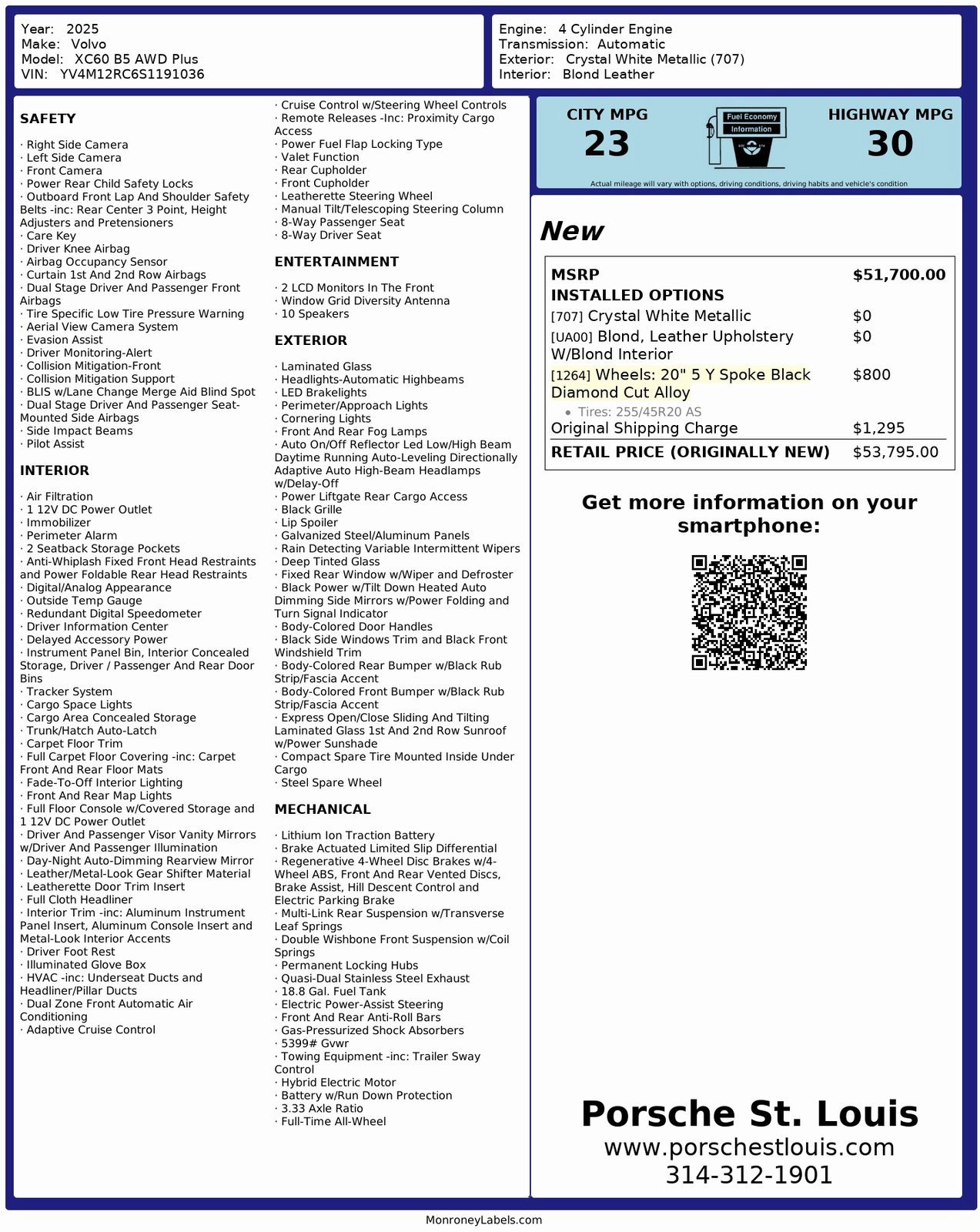 Used 2025 Volvo XC60 B5 Plus w/ Protection Package Premier image 52