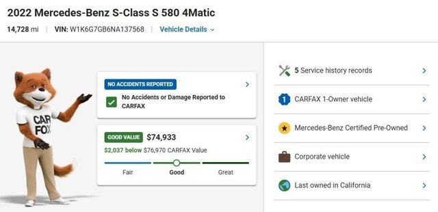 Certified 2022 Mercedes-Benz S 580 4MATIC Sedan image 3