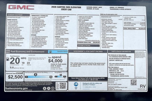 New 2026 GMC Canyon Elevation w/ Convenience Package RWD image 15