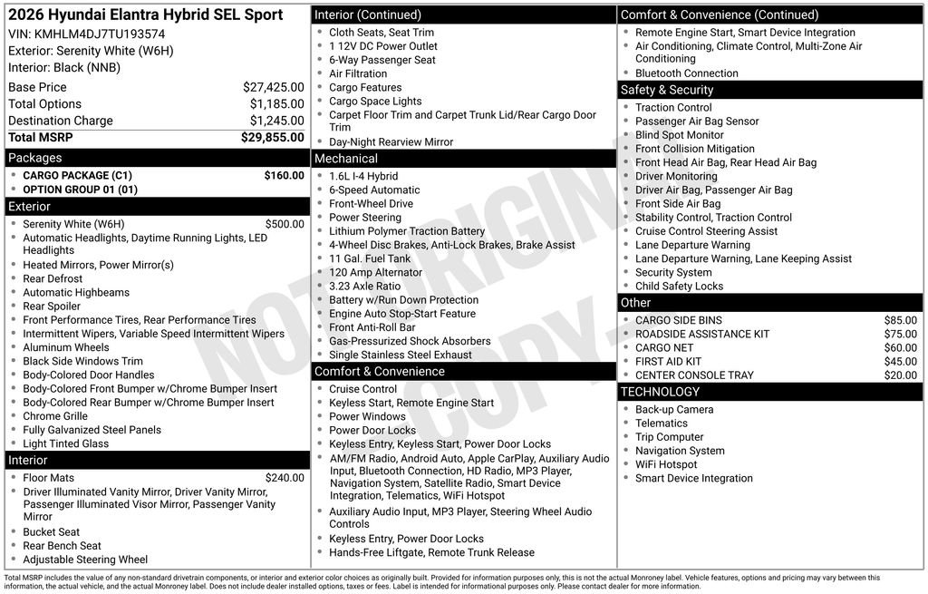 New 2026 Hyundai Elantra Sport w/ Cargo Package image 3