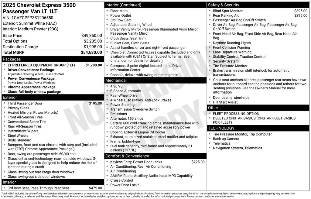 Used 2025 Chevrolet Express 3500 LT w/ LT Preferred Equipment Group RWD image 35