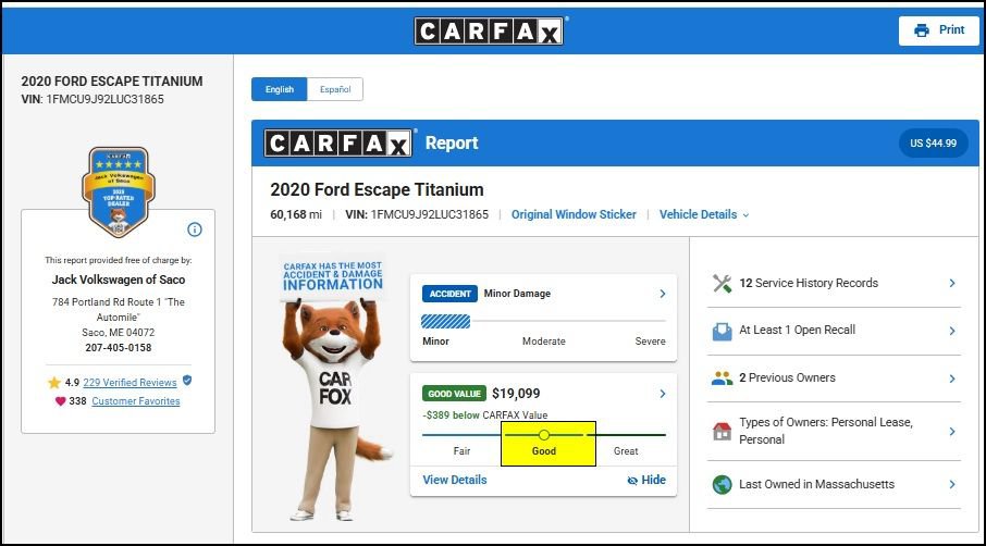 Used 2020 Ford Escape Titanium w/ Titanium Premium Package 2.0 AWD/4WD image 12