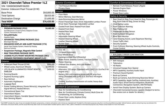 Certified 2021 Chevrolet Tahoe Premier w/ Premium Package AWD/4WD image 46