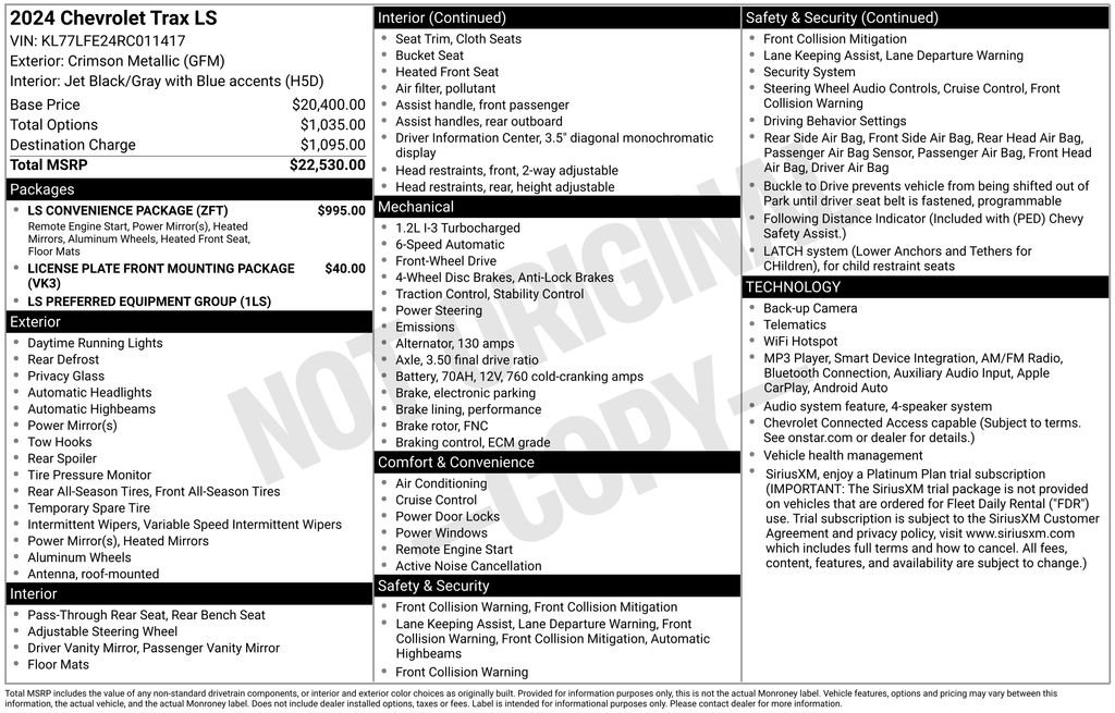 Used 2024 Chevrolet Trax LS w/ LS Convenience Package FWD image 52
