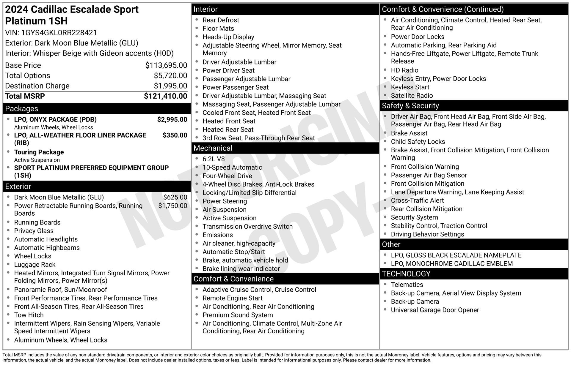 Certified 2024 Cadillac Escalade Sport Platinum w/ LPO, ONYX Package image 44