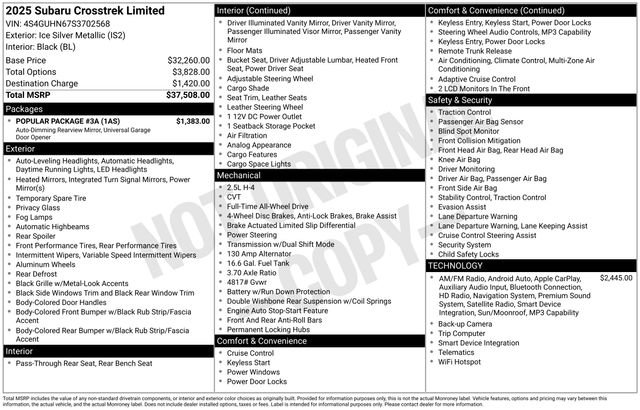 Certified 2025 Subaru Crosstrek 2.5i Limited w/ Popular Package #3A image 13