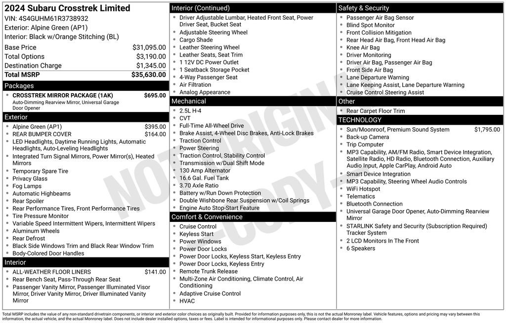Certified 2024 Subaru Crosstrek 2.5i Limited w/ Crosstrek Mirror Package AWD/4WD image 26