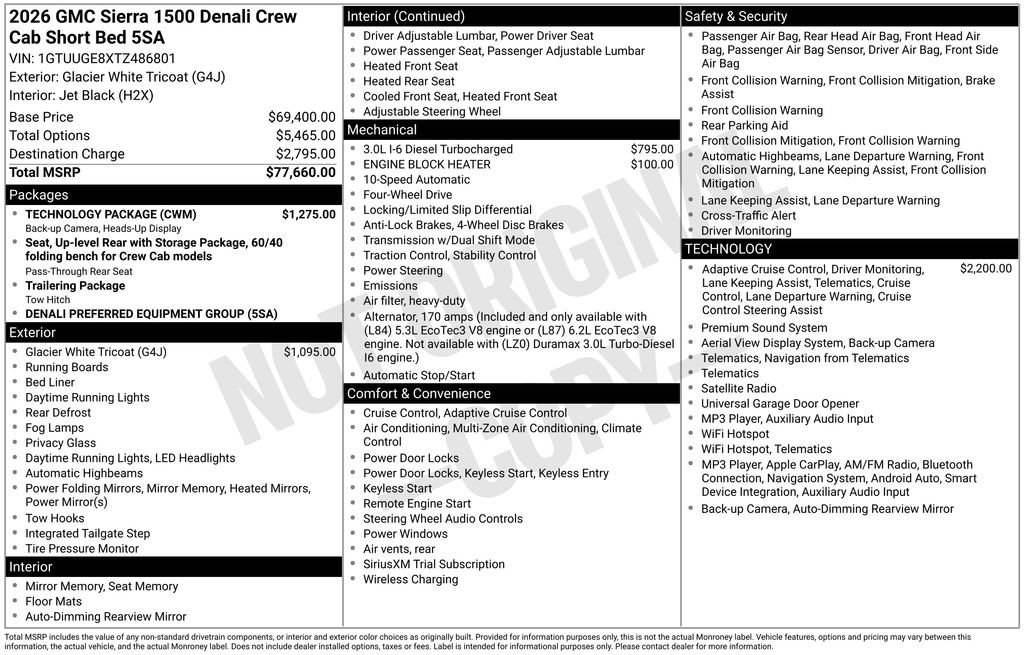 New 2026 GMC Sierra 1500 Denali w/ Technology Package AWD/4WD image 5
