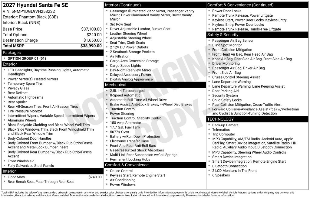 New 2027 Hyundai Santa Fe SE AWD/4WD image 5