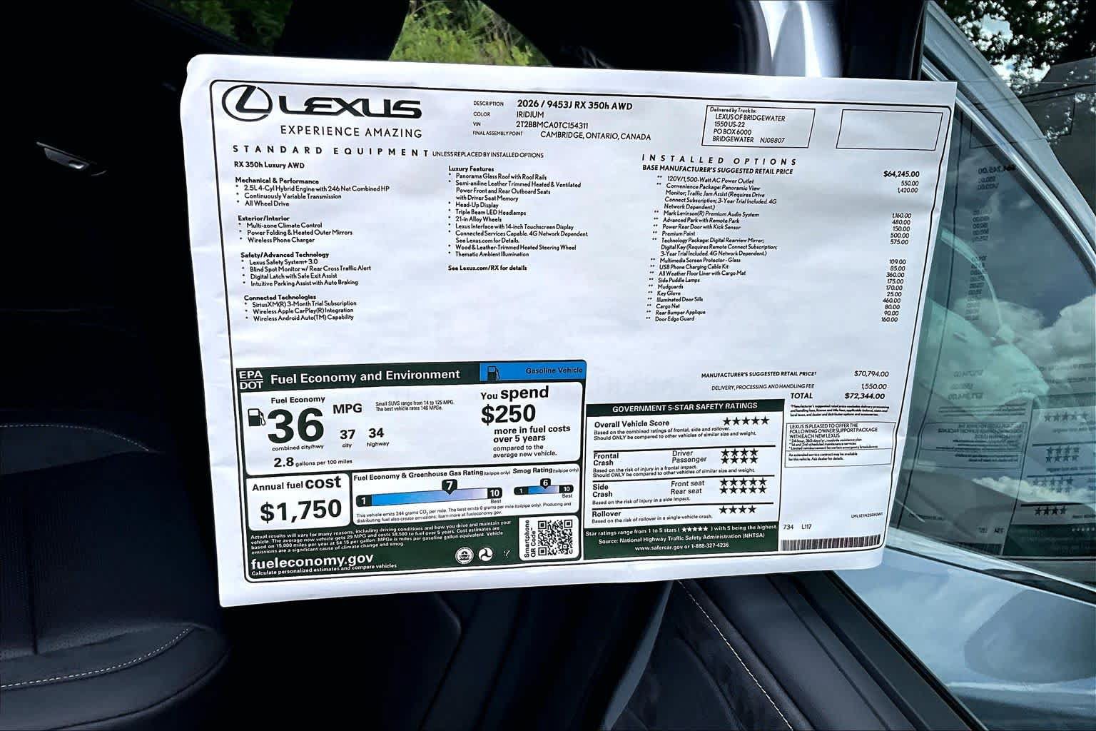 New 2026 Lexus RX 350 w/ Convenience Package AWD/4WD image 14