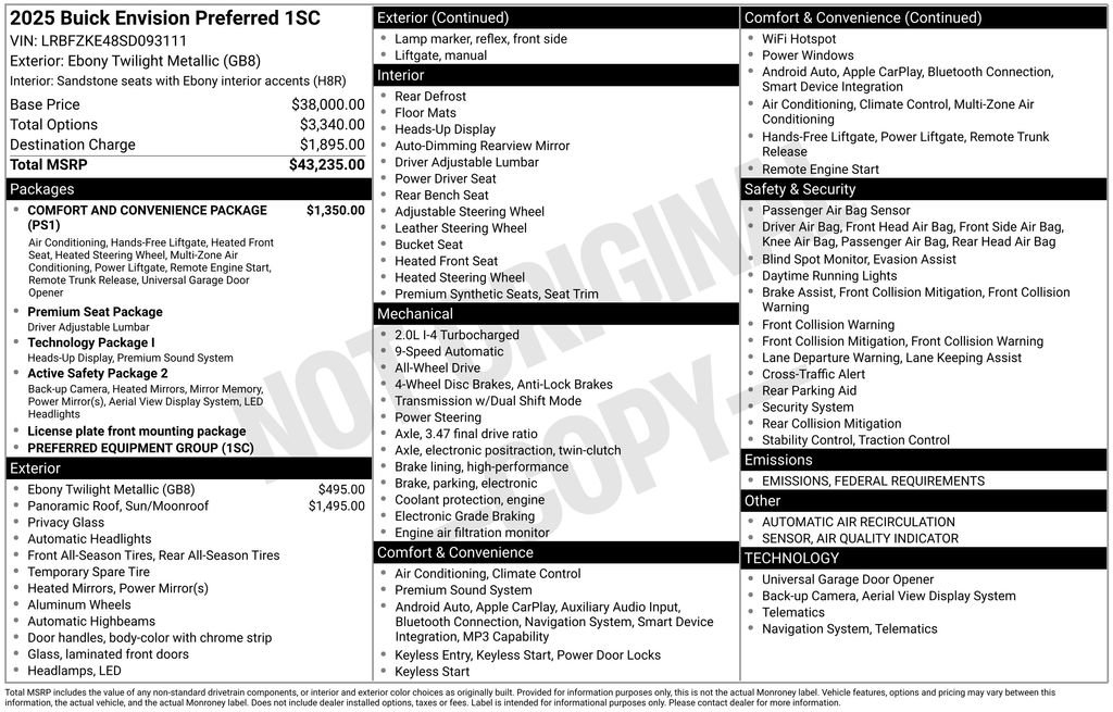 New 2025 Buick Envision Preferred image 42