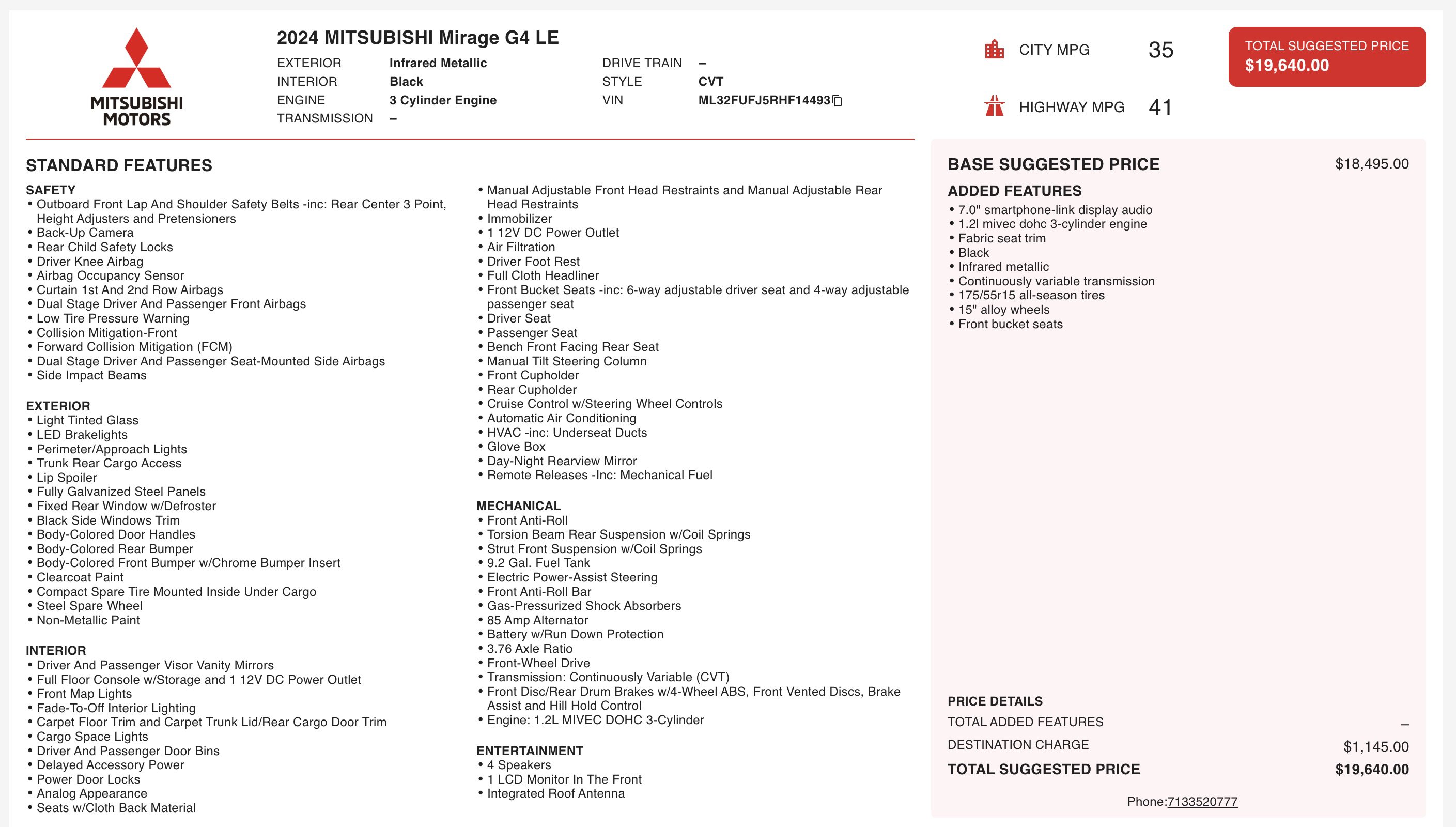 Used 2024 Mitsubishi Mirage G4 LE image 3