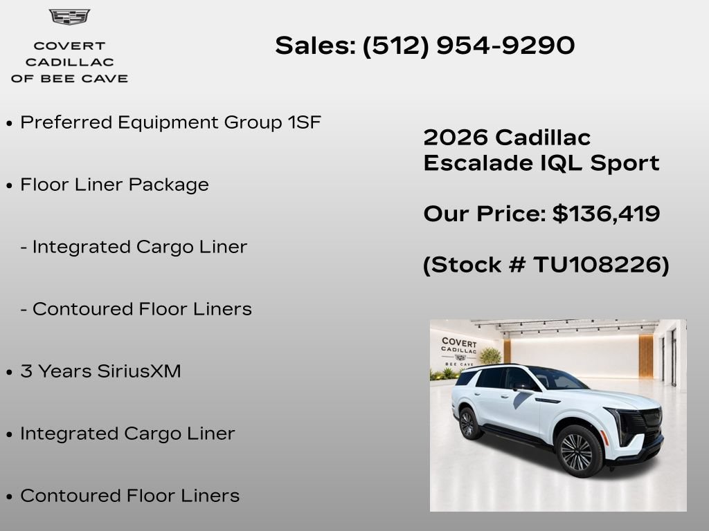 New 2026 Cadillac Escalade IQL Sport 1 w/ LPO, Floor Liner Package AWD/4WD image 10